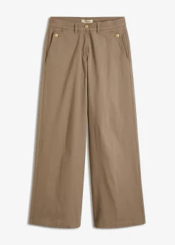 bonprix bonprix Pantalones>Pantalón de pernera ancha con elástico Verde oliva claro