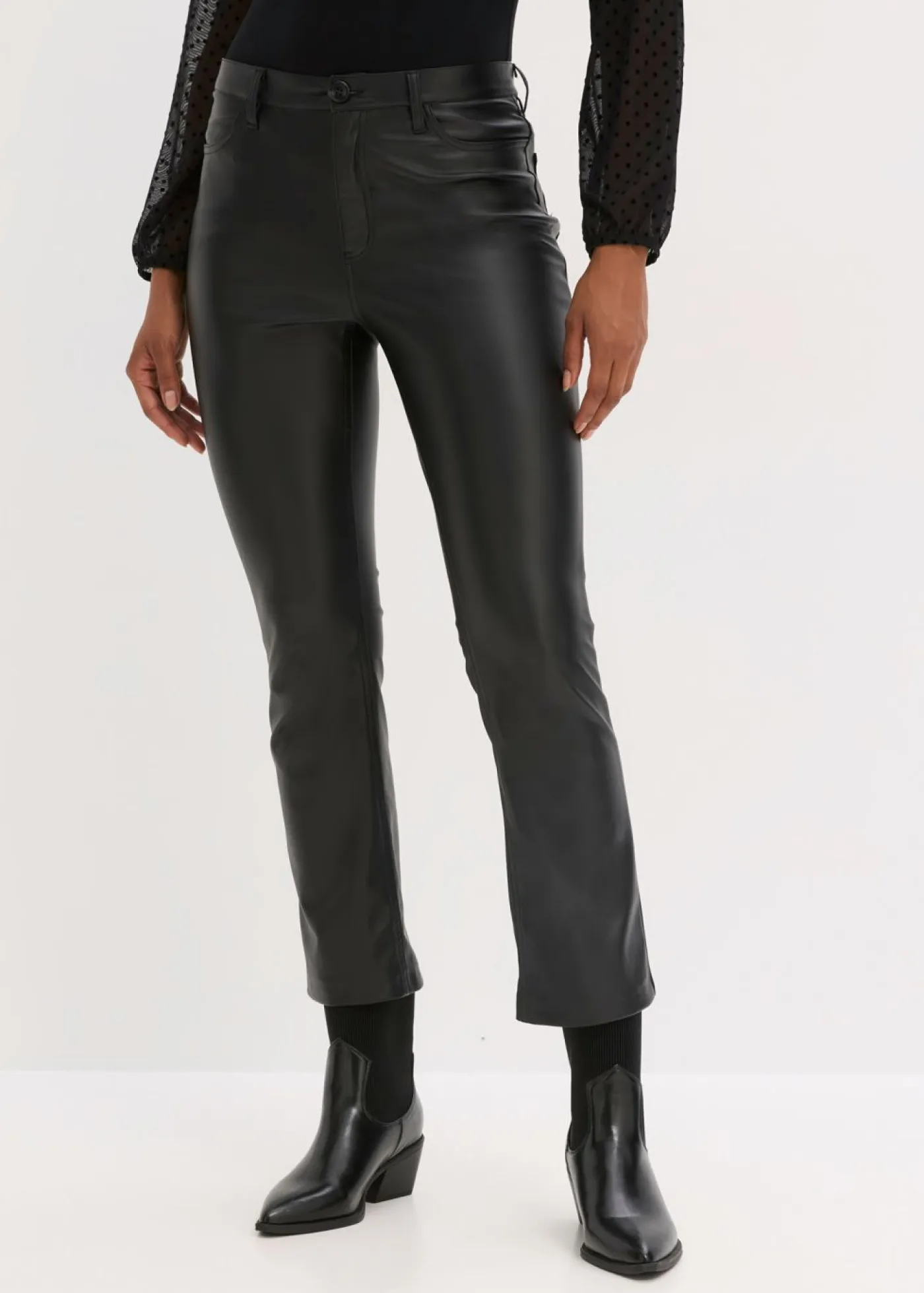 bonprix bonprix Pantalones>Pantalón de piel sintética Negro