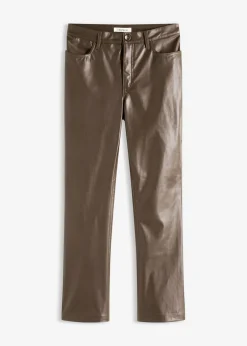 bonprix bonprix Pantalones>Pantalón de piel sintética Marrón oscuro