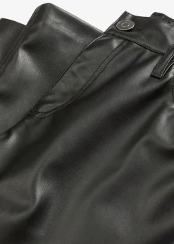 bonprix bonprix Pantalones>Pantalón de piel sintética con cintura cómoda Negro
