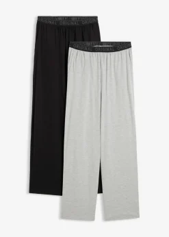 bonprix bonprix Pijamas|Ropa Interior·Pijamas>Pantalón de pijama de algodón puro (2 unidades) gris claro jaspeado+negro