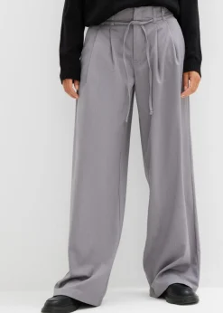 bonprix bonprix Pantalones>Pantalón de pinzas con cordón Gris