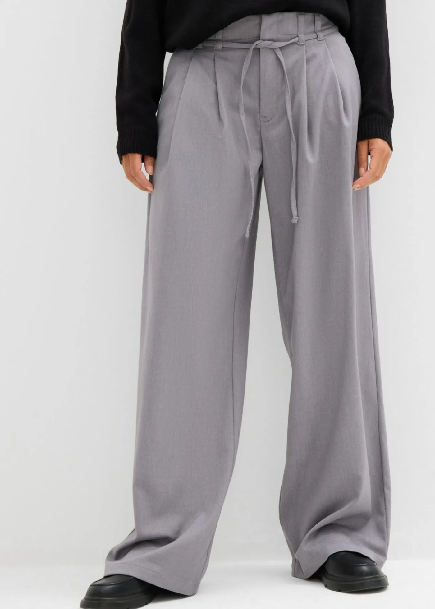 bonprix bonprix Pantalones>Pantalón de pinzas con cordón Gris