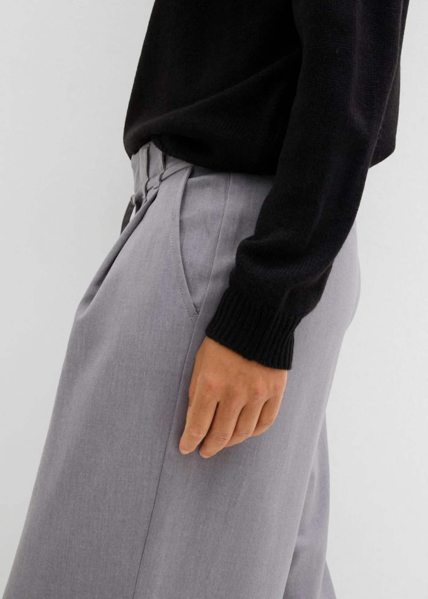 bonprix bonprix Pantalones>Pantalón de pinzas con cordón Gris