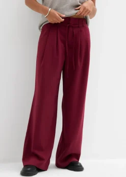 bonprix bonprix Pantalones>Pantalón de pinzas con cordón mora oscuro