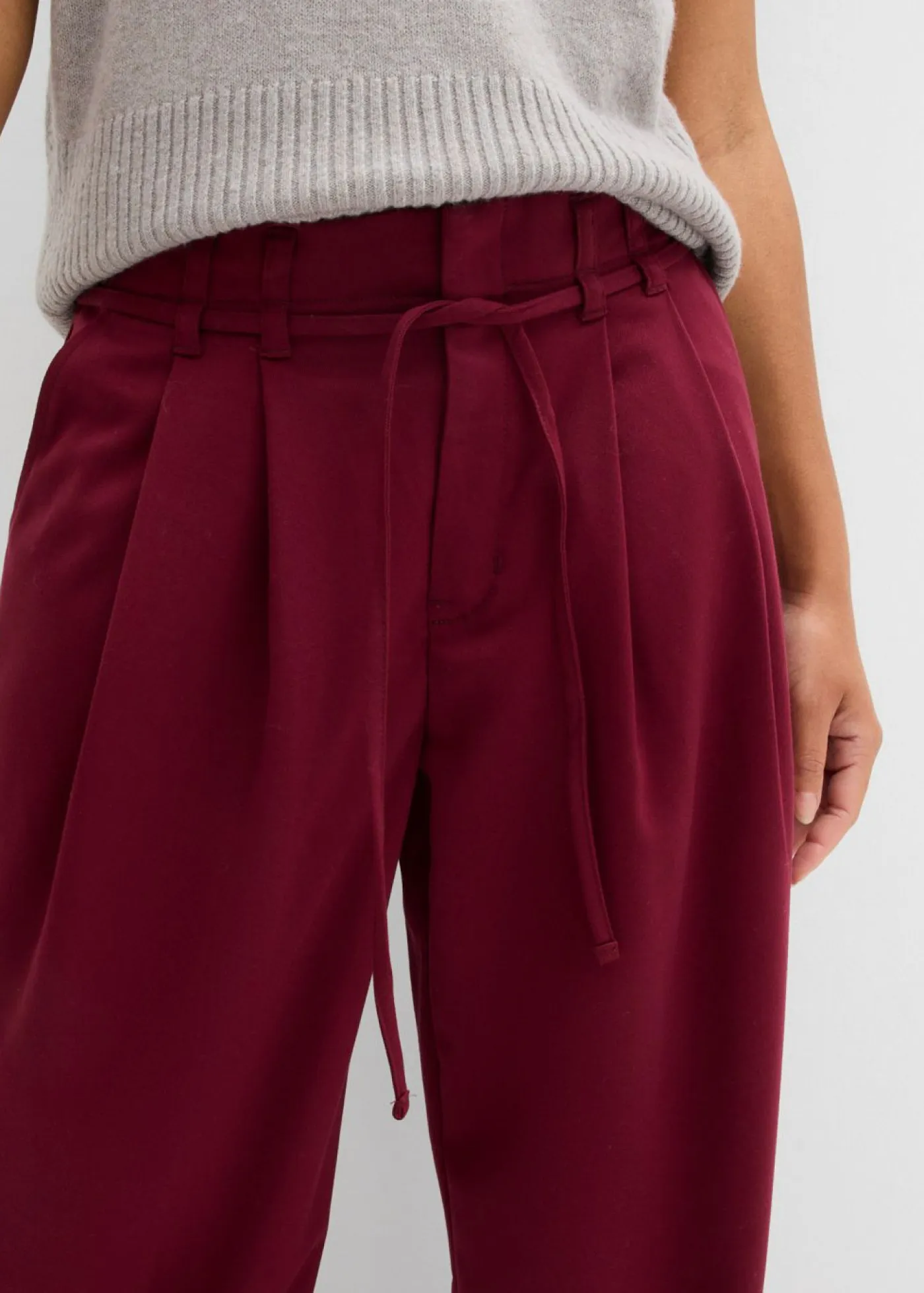 bonprix bonprix Pantalones>Pantalón de pinzas con cordón mora oscuro