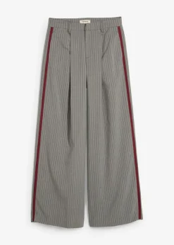 bonprix bonprix Pantalones>Pantalón de pinzas con rayas de contraste gris oscuro moteado
