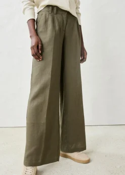 bonprix bonprix Premium|Pantalones>Pantalón de pinzas de lino puro verde pimiento