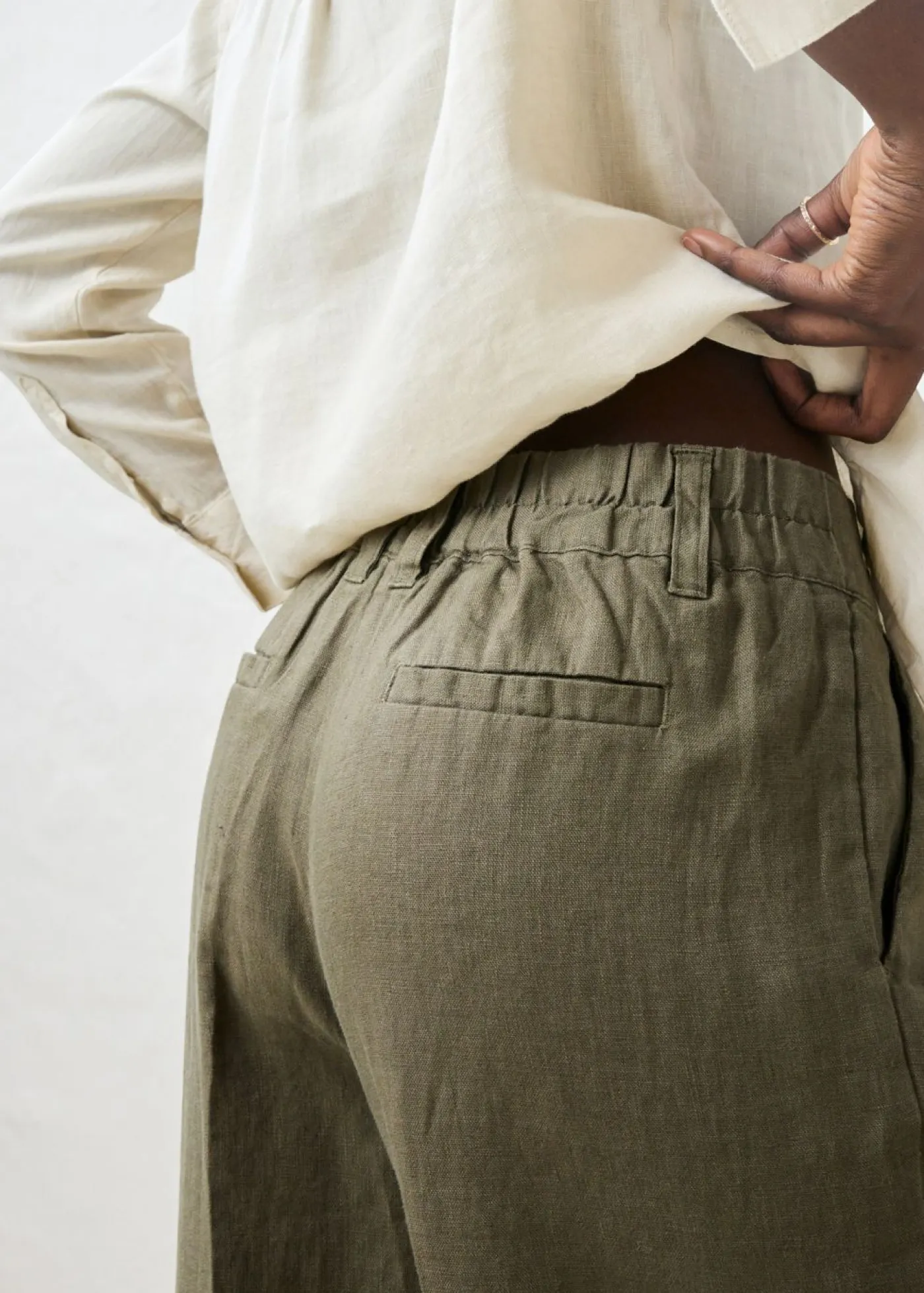 bonprix bonprix Premium|Pantalones>Pantalón de pinzas de lino puro verde pimiento