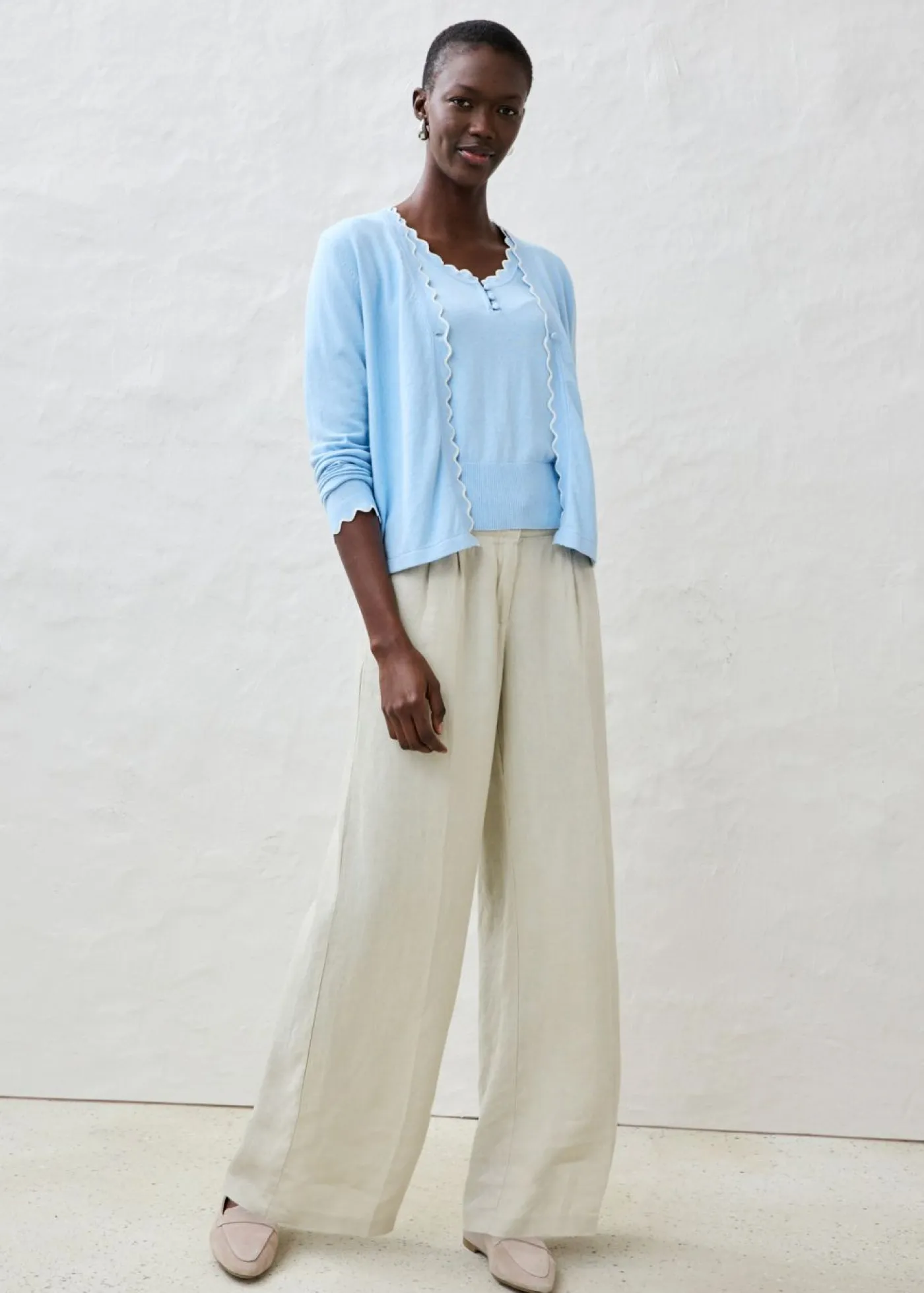 bonprix bonprix Premium|Pantalones>Pantalón de pinzas de lino puro Arena claro