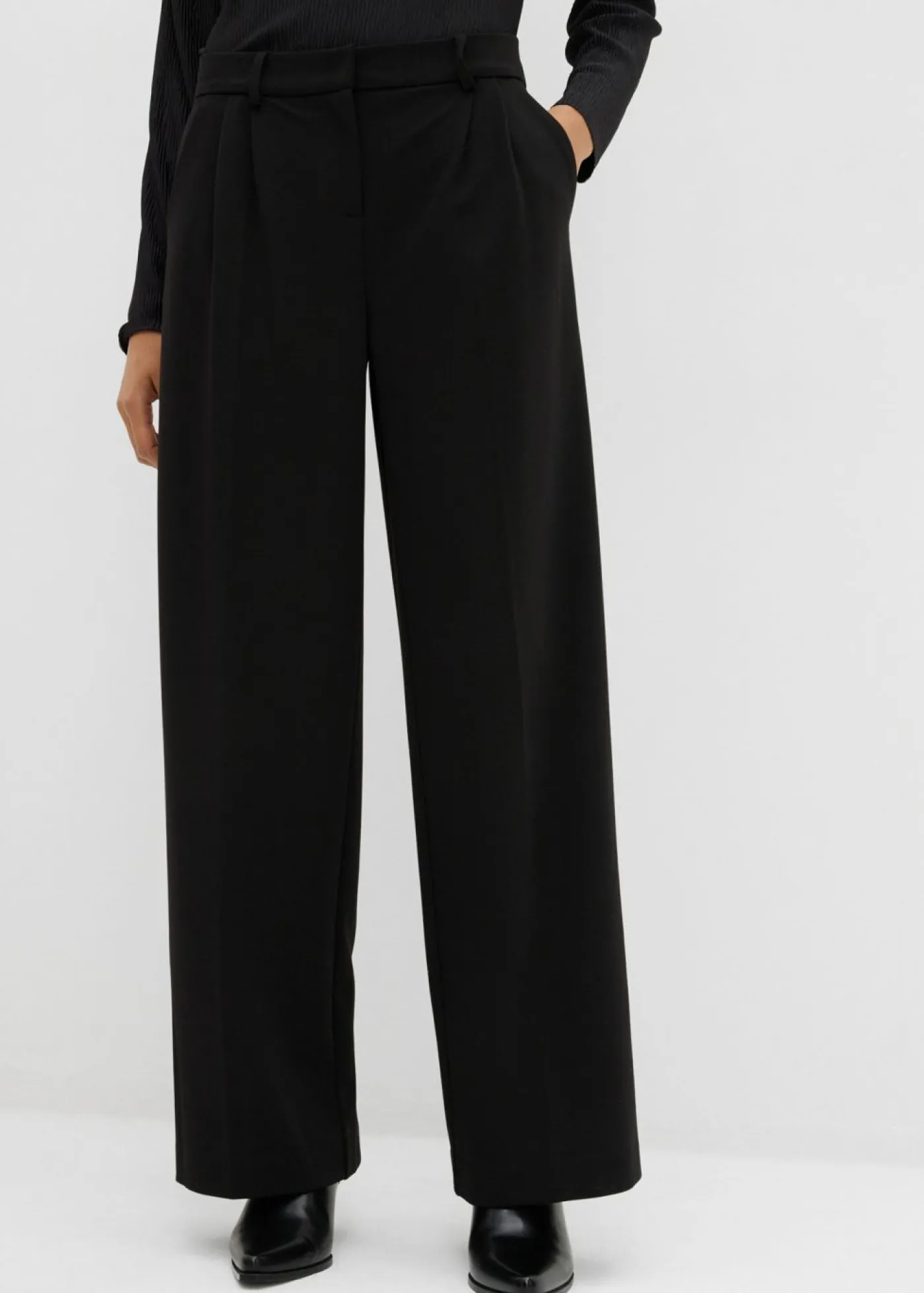 bonprix bonprix Esenciales|Pantalones>Pantalón de pinzas de mezcla de viscosa Negro