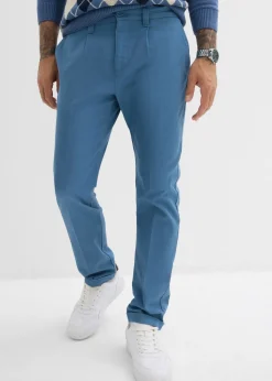 bonprix bonprix Pantalones>Pantalón de pinzas de sarga de algodón con corte regular y recto verde mar