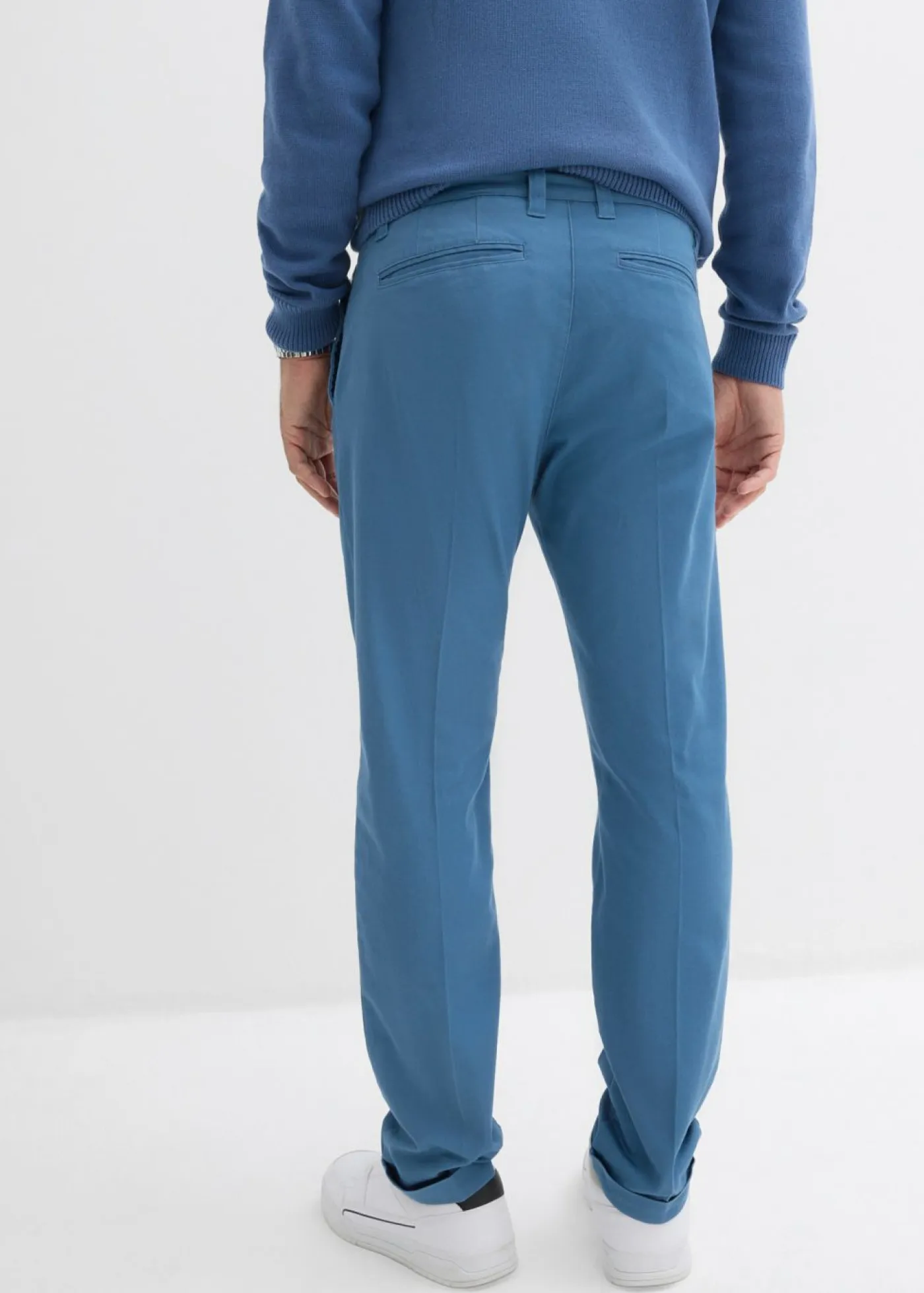 bonprix bonprix Pantalones>Pantalón de pinzas de sarga de algodón con corte regular y recto verde mar