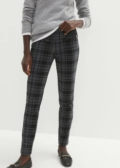 bonprix bonprix Pantalones>Pantalón de punto Negro/gris ahumado de cuadros