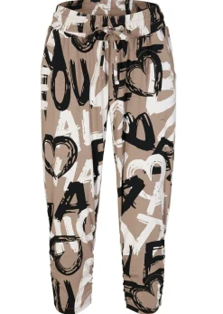 bonprix bonprix Pantalones>Pantalón de punto Marrón grisáceo-negro-blanco estampado