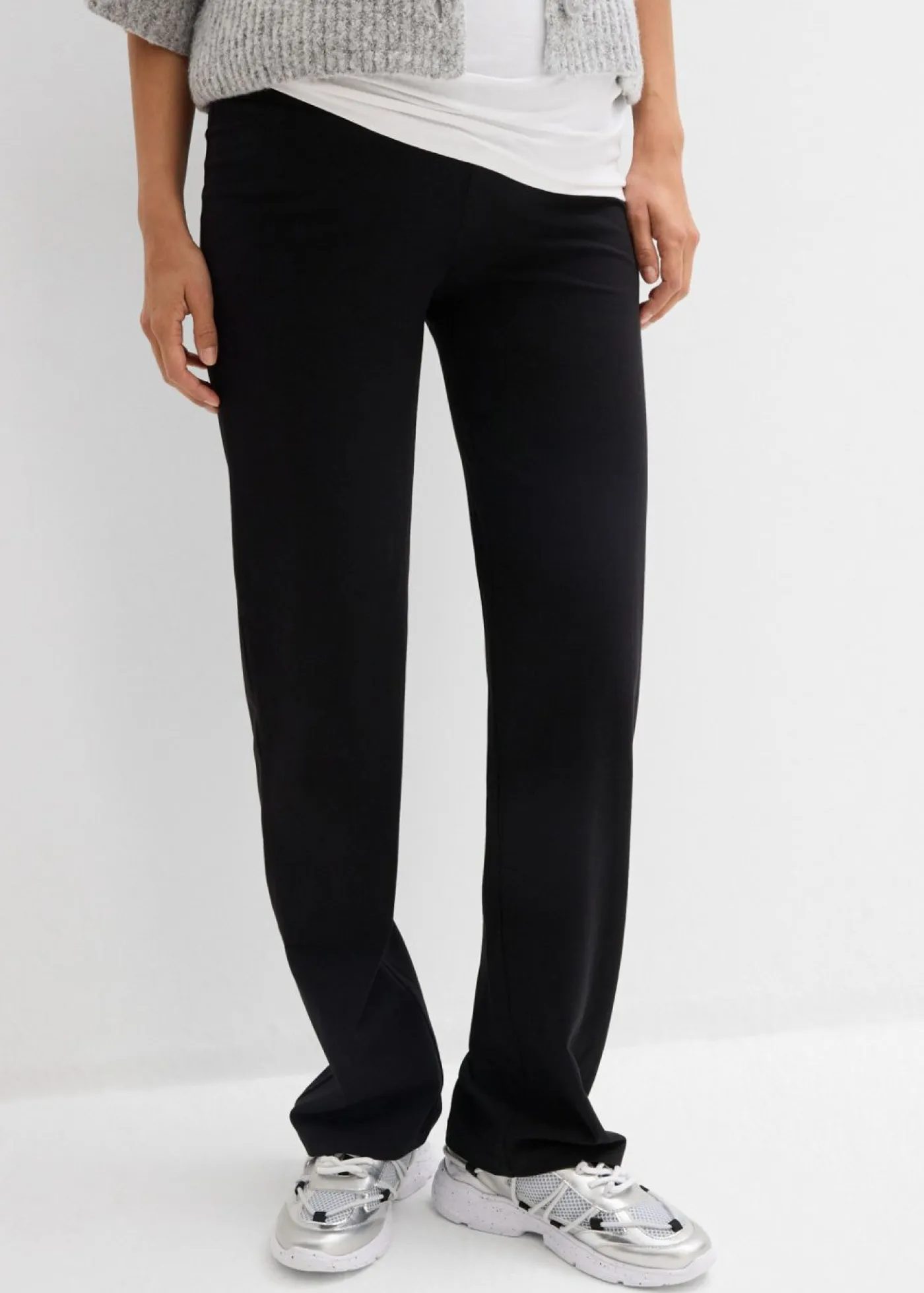 Mujer bonprix bonprix Pantalón de punto 2 en 1 con cinturilla doblada para durante y después del embarazo