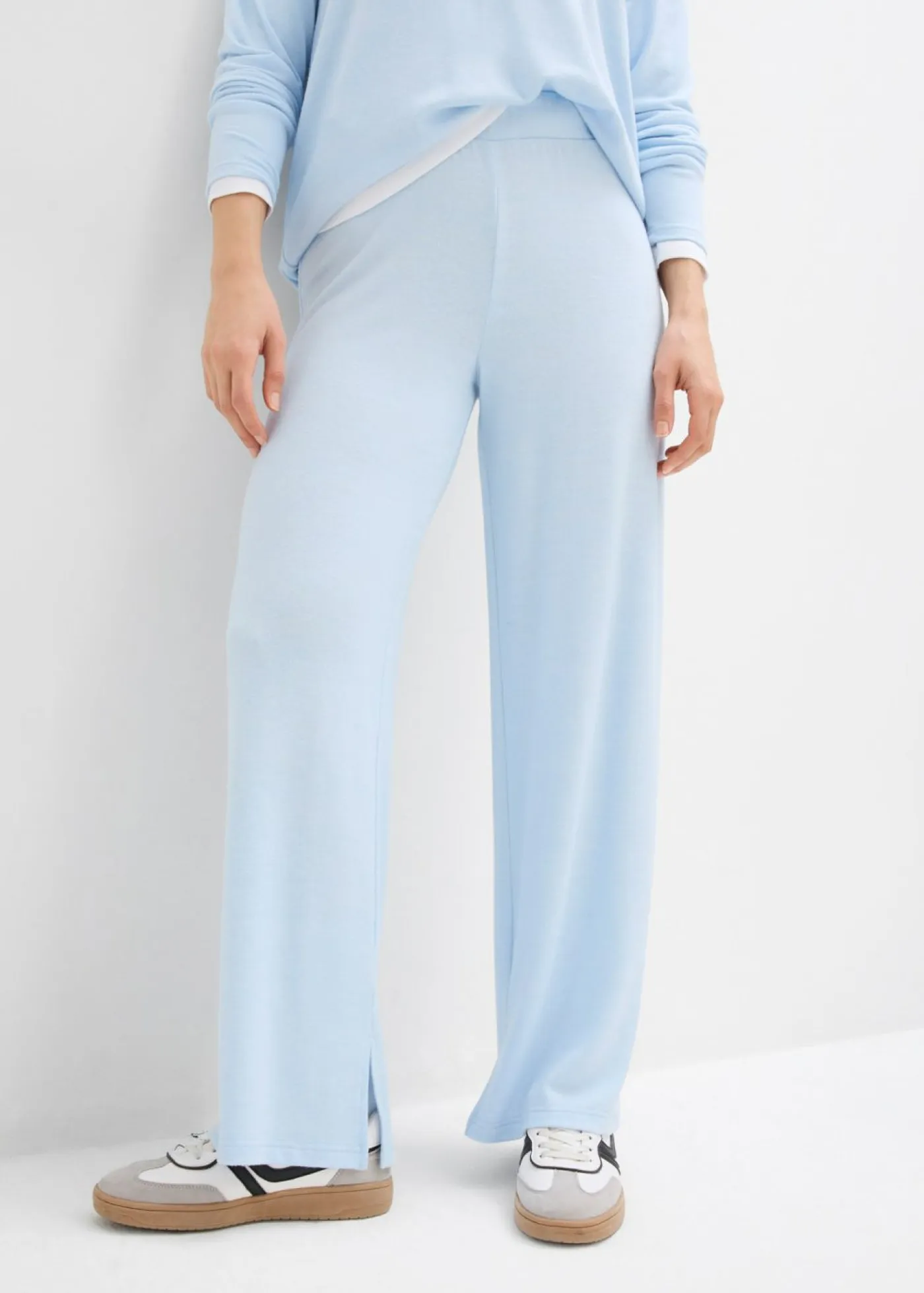 bonprix bonprix Pantalones>Pantalón de punto con aspecto de punto azul pálido moteado