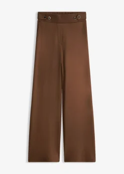 bonprix bonprix Pantalones>Pantalón de punto con cierre decorativo marrón