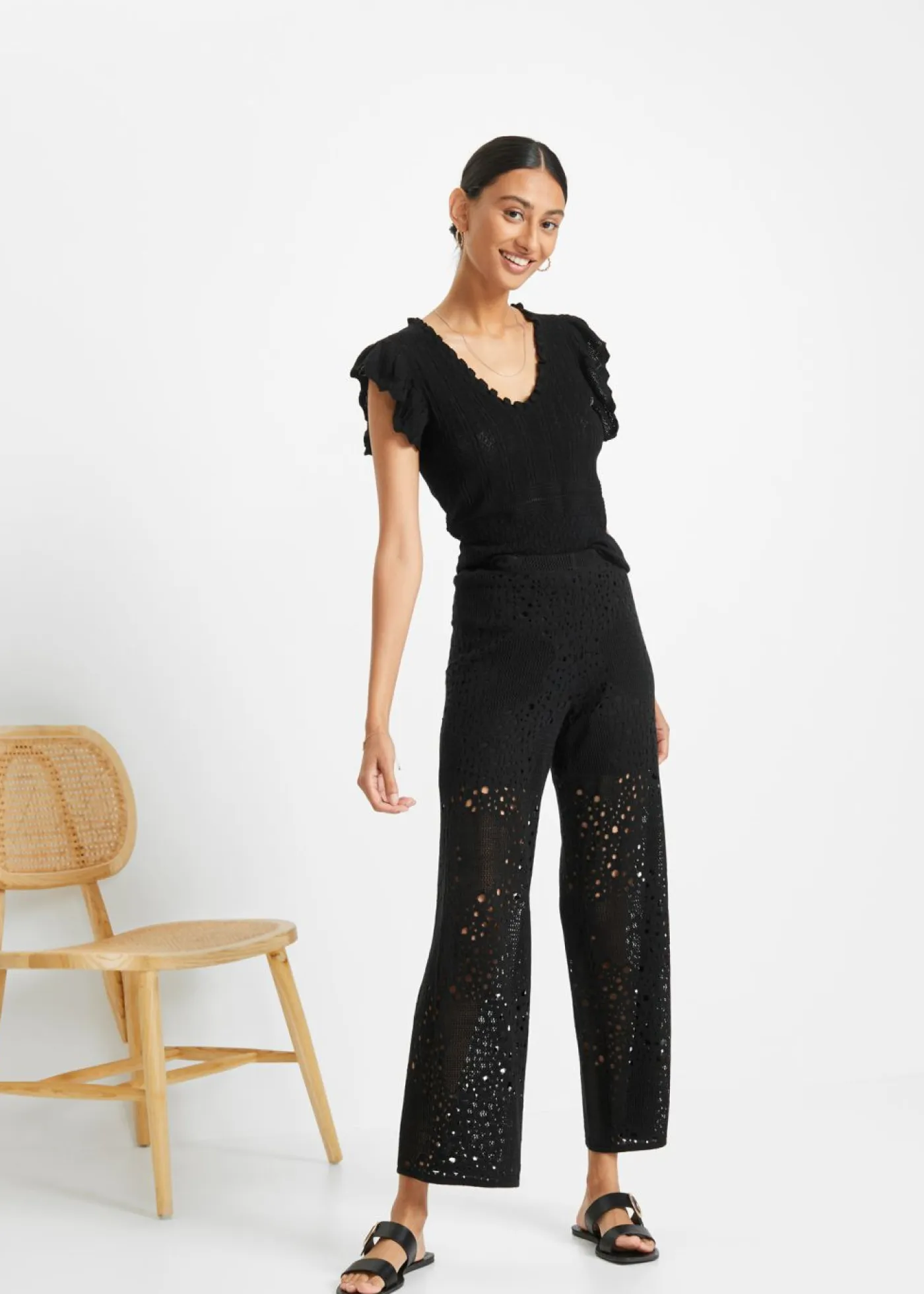 Mujer bonprix bonprix Pantalón de punto con cinturilla elástica