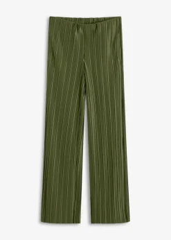 bonprix bonprix Pantalones>Pantalón de punto con plisado caqui oscuro