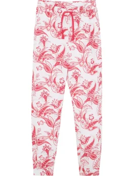 bonprix bonprix Ropa 9 A 16 Años·Pantalones Y Leggings>Pantalón de punto de algodón puro Pink lady/blanco