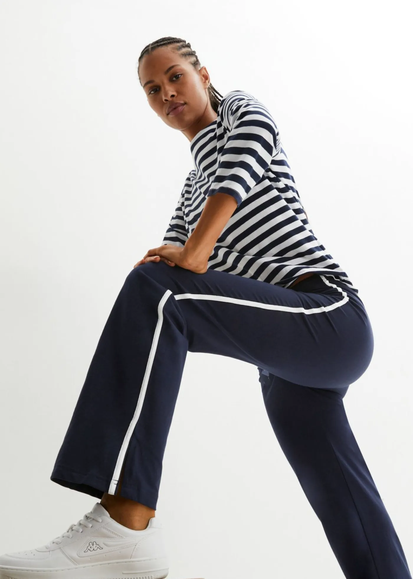 bonprix bonprix Básicos|Pantalones>Pantalón de punto de algodón con elástico Azul marino