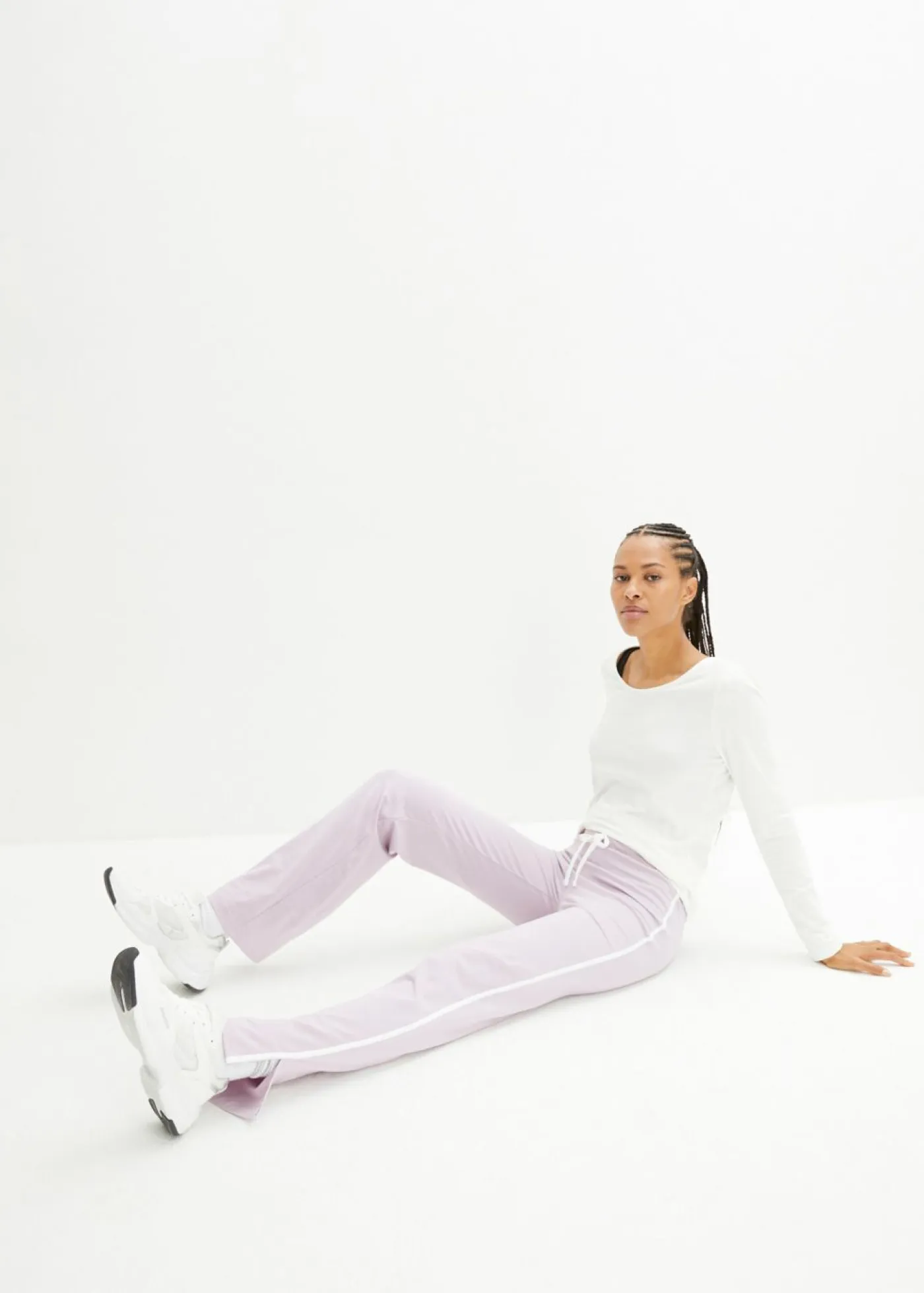 Mujer bonprix bonprix Pantalón de punto de algodón con elástico (2 unidades)