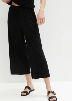 Mujer bonprix bonprix Pantalón de punto de canalé con cinturilla cómoda