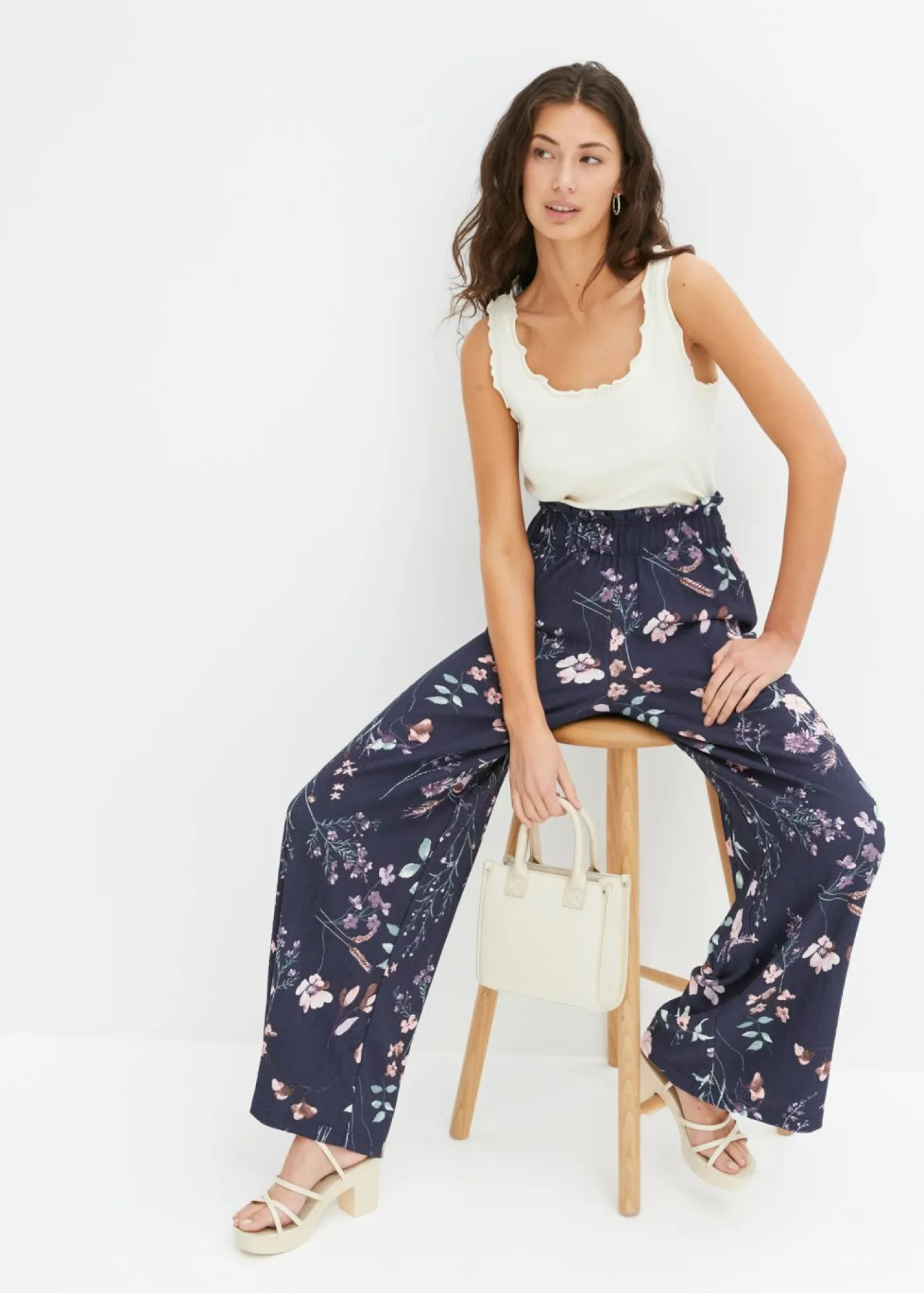 Mujer bonprix bonprix Pantalón de punto de crepé ligero