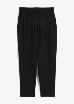 bonprix bonprix Pantalones>Pantalón de punto de material estructurado Negro