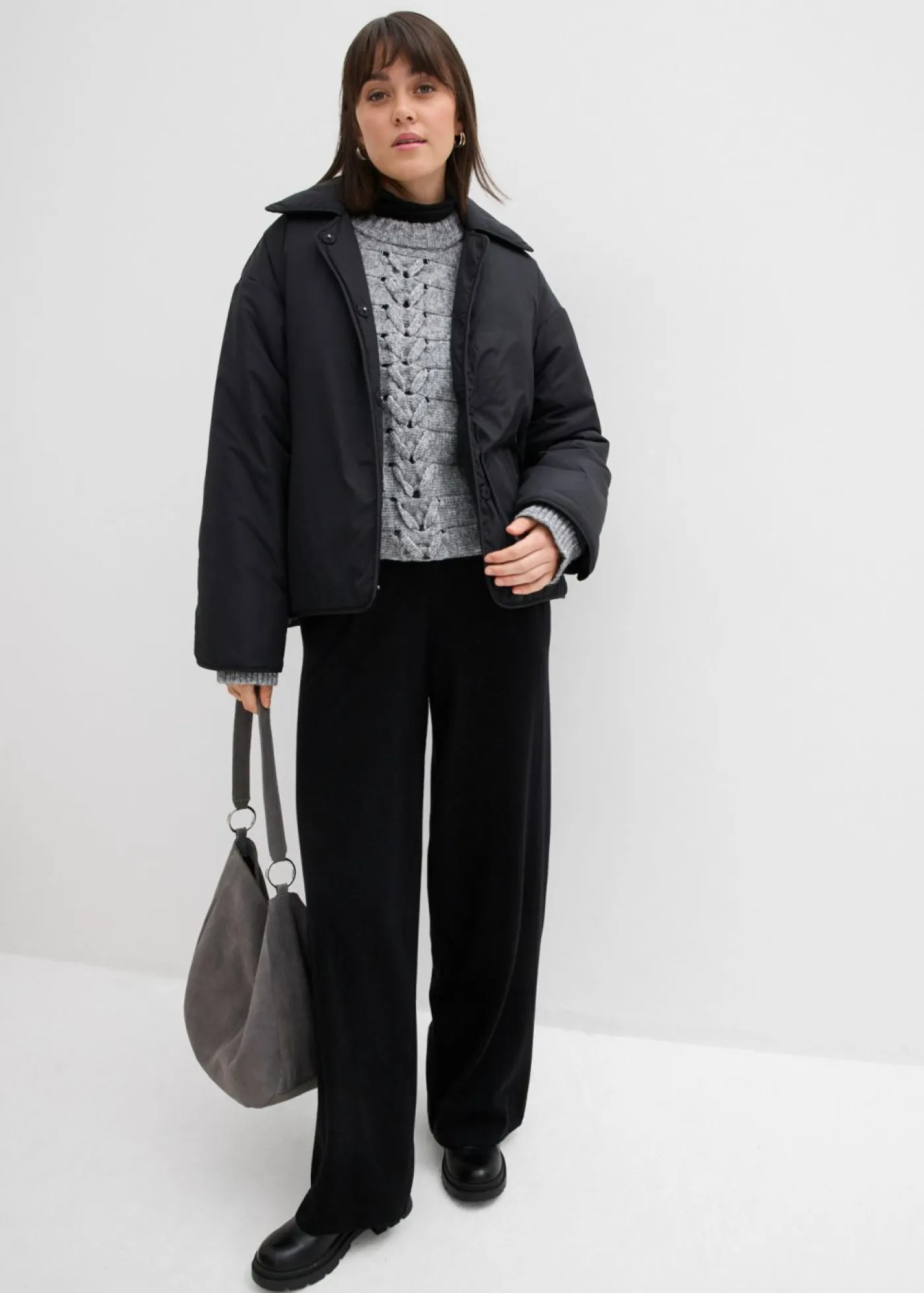 bonprix bonprix Esenciales|Pantalones>Pantalón de punto de mezcla de cachemir suave Negro