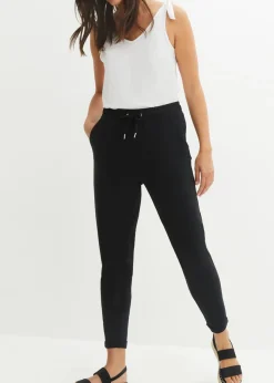 bonprix bonprix Pantalones>Pantalón de punto de mezcla de algodón elástico Negro