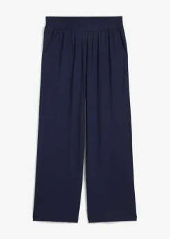 bonprix bonprix Pantalones|Novedades>Pantalón de punto de mezcla de viscosa fluida, largo 7/8 Azul marino