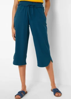 bonprix bonprix Pantalones>Pantalón de punto de mezcla de algodón Azul petróleo