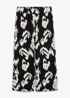 bonprix bonprix Conjuntos De Ropa|Pantalones>Pantalón de punto en mezcla de viscosa Negro-blanco lana estampado