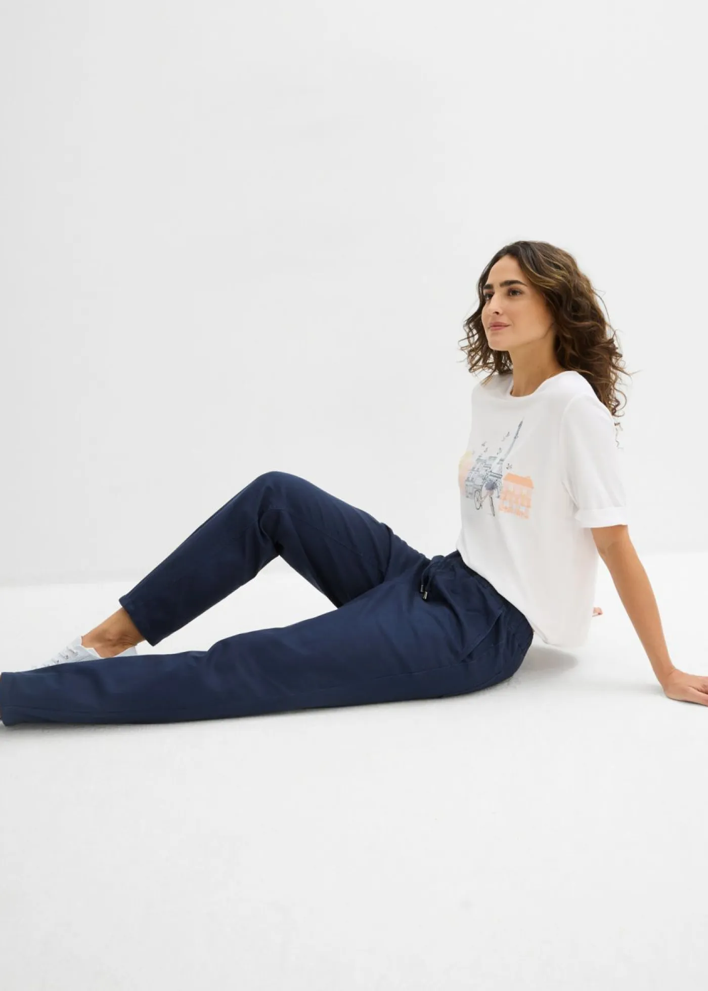 bonprix bonprix Pantalones>Pantalón de sarga Azul marino