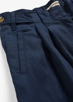 bonprix bonprix Pantalones|Novedades>Pantalón de sarga con ajuste en la cintura Azul marino