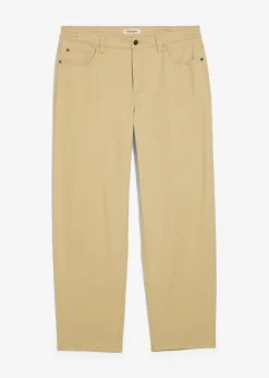 bonprix bonprix Básicos En Rebajas|Pantalones>Pantalón de sarga con corte informal, cinturilla elástica y diseño recto Beige verdoso