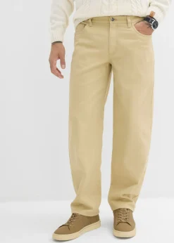 bonprix bonprix Básicos En Rebajas|Pantalones>Pantalón de sarga con corte informal, cinturilla elástica y diseño recto Beige verdoso