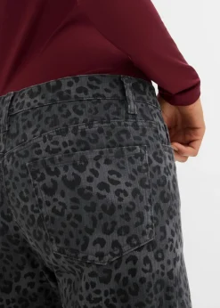 Mujer bonprix bonprix Pantalón de sarga con perneras anchas y estampado de leopardo