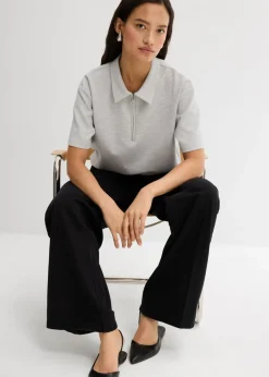 Mujer bonprix bonprix Pantalón de sarga de algodón puro con pinzas