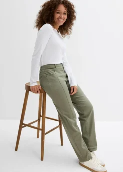 Mujer bonprix bonprix Pantalón de sarga de mezcla de algodón y elastano
