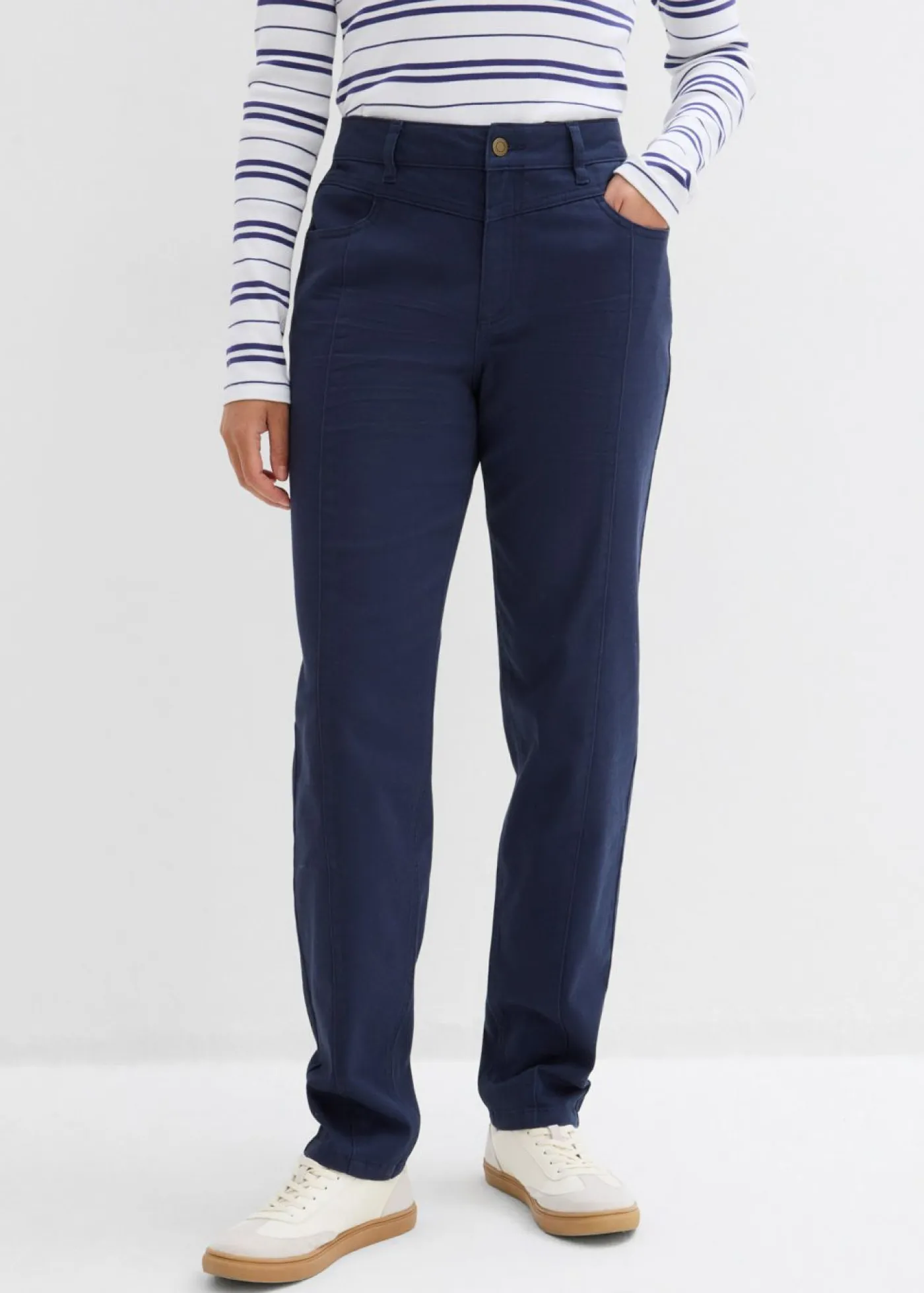 Mujer bonprix bonprix Pantalón de sarga de mezcla de algodón y elastano