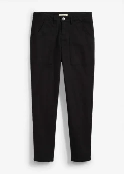 bonprix bonprix Pantalones>Pantalón de sarga en mezcla de algodón elástico Negro