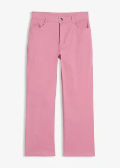 Niños bonprix bonprix Pantalón de sarga en mezcla de algodón elástico de largo cropped