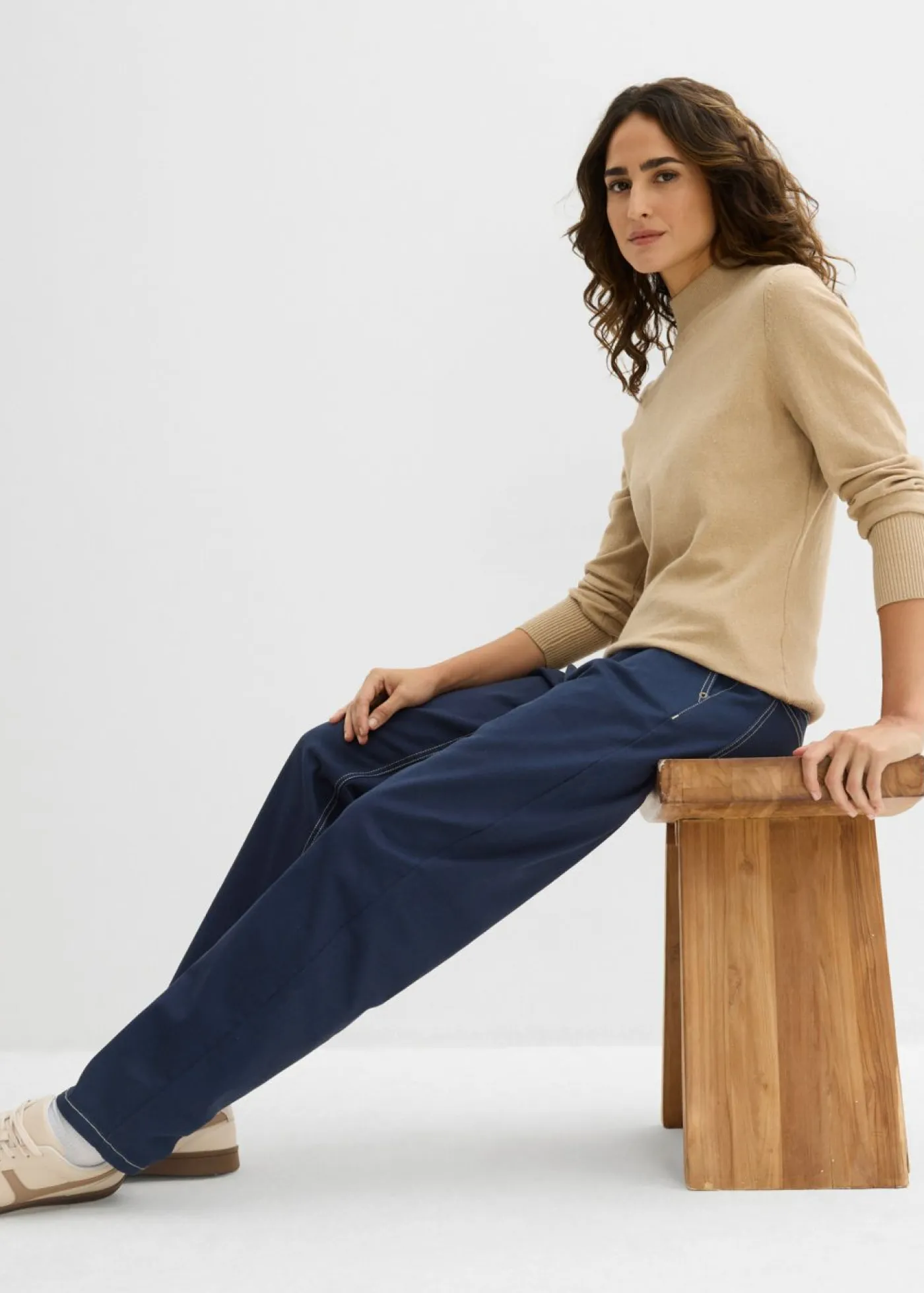Mujer bonprix bonprix Pantalón de sarga tipo barrel