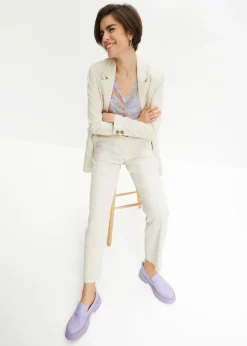 Mujer bonprix bonprix Pantalón de talle alto de mezcla de lino y viscosa