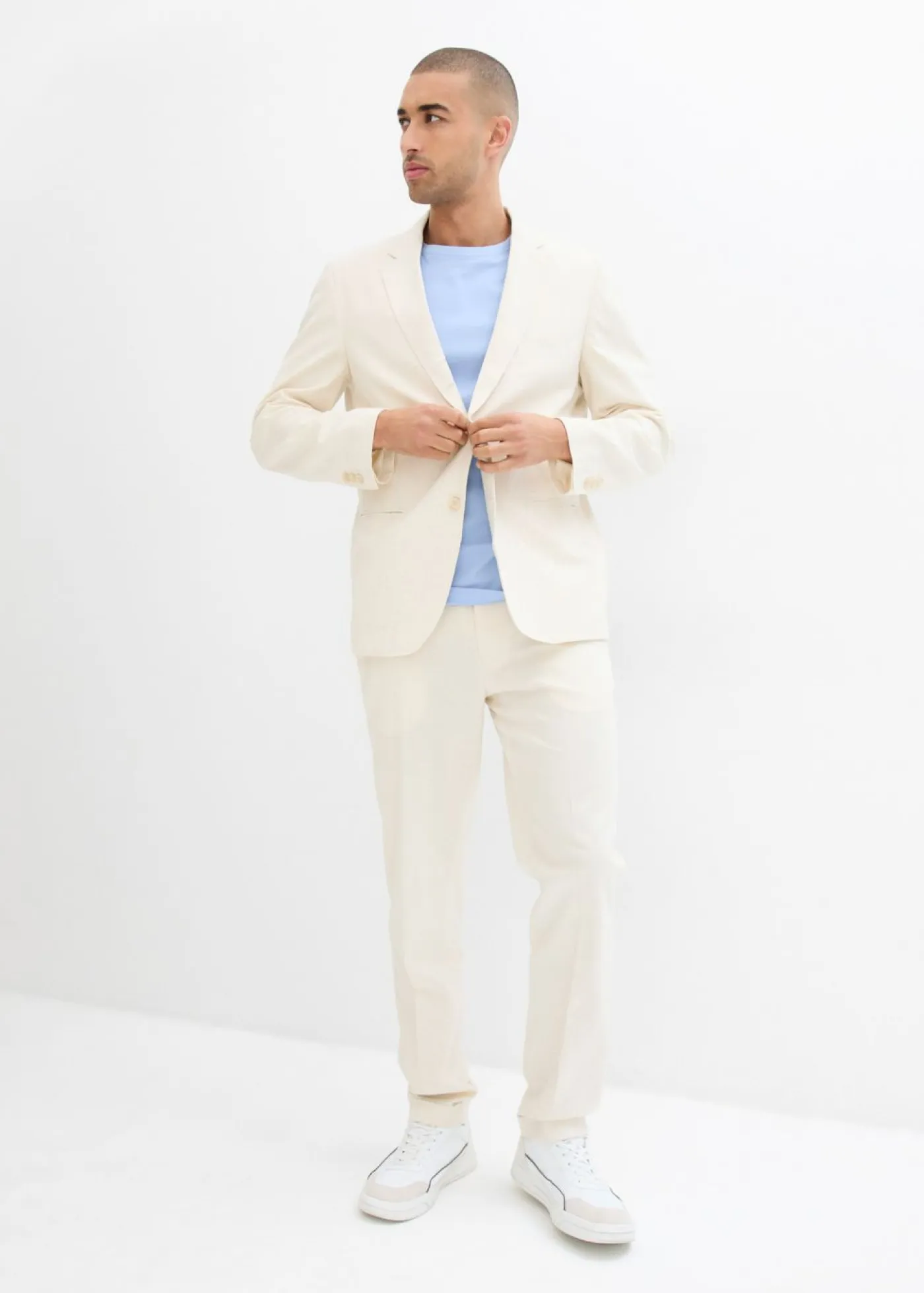 Hombre bonprix bonprix Pantalón de traje con lino y corte recto