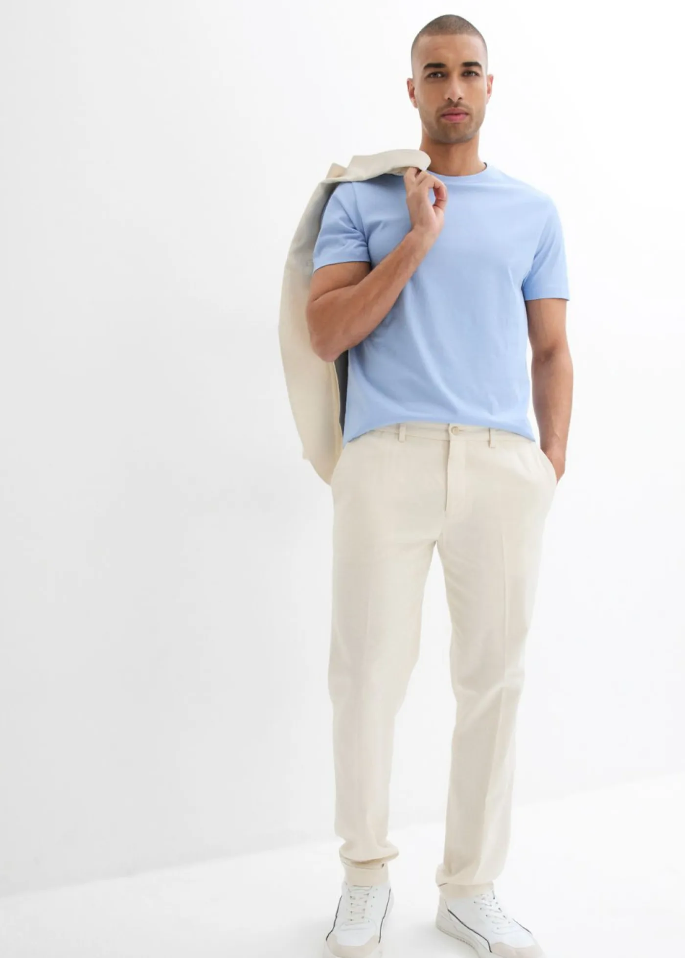 Hombre bonprix bonprix Pantalón de traje con lino y corte recto