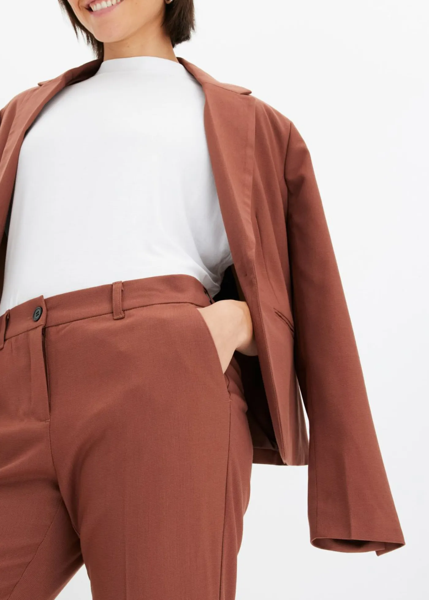 bonprix bonprix Pantalones>Pantalón de traje con pinzas marrón ahumado